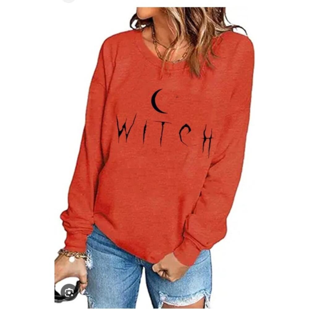 Unbranded Witch LS Orange Sweatshirt - Size Medium